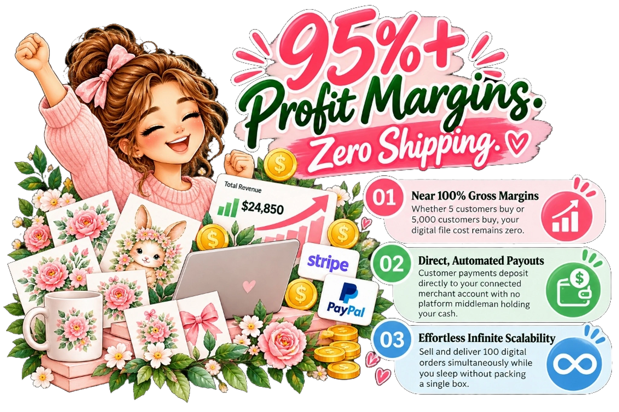 95%+ Profit Margins. Zero Shipping.